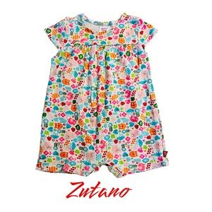 Bright Woodland Print Zutano Romper (6M)